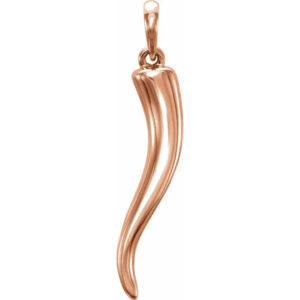 14K Rose Gold Italian Horn Pendant Necklace