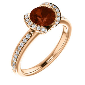 14K Rose Gold Mozambique Garnet Gemstone Ring