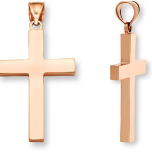 14K Rose Gold Solid Cross Pendant for Women