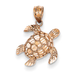14K Rose Gold Turtle Pendant