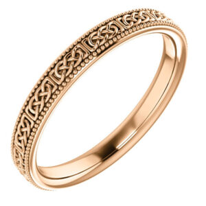 14K Rose Gold Women's Celtic Wedding Band Ring