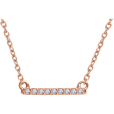 14K Rose Gold and Diamond Petite Bar Necklace