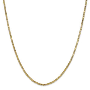 14K Solid Gold 2mm Byzantine Chain Necklace