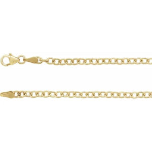 14K Solid Gold 3.25mm Cable Chain Necklace (Oval)