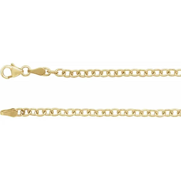 14K Solid Gold 3.25mm Cable Chain Necklace (Oval)