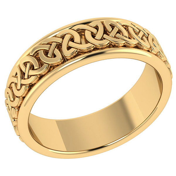 14K Solid Gold Celtic Wedding Band Ring