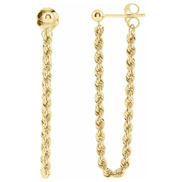 14K Solid Gold Rope Chain Earrings