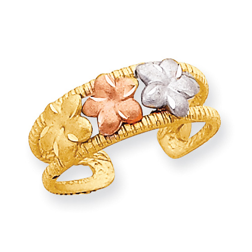 14K Tri-Color Gold Flower Ring