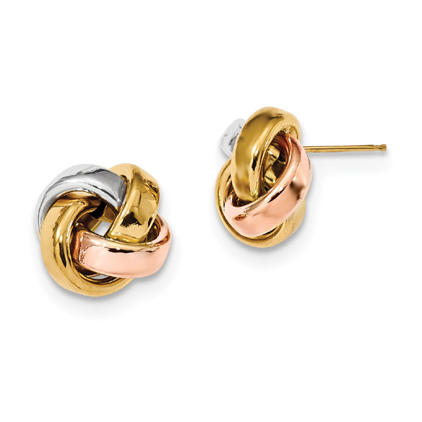 14K Tri-Color Gold Love-Knot Earrings
