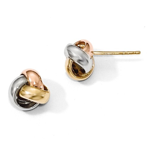 14K Tri-Color Gold Polished Love Knot Earrings
