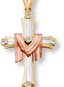 14K Tri-Color Gold Resurrection Cross Pendant