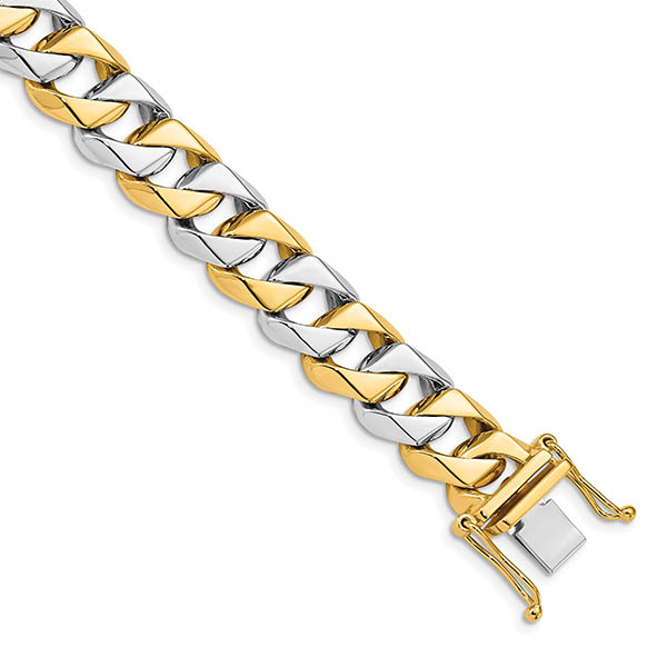 14K Two-Tone Gold 11.2mm Hand-Polished Curb Link Bracelet