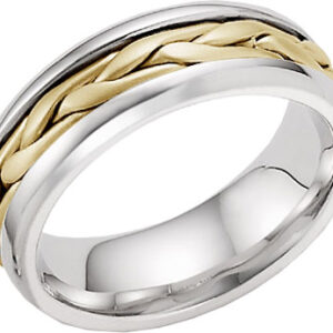 14K Two-Tone Gold Wide Braided Wedding Band Ring