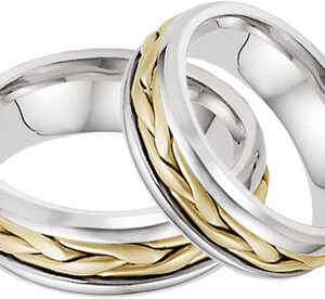 14K Two-Tone Gold Wide Braided Wedding Band Set