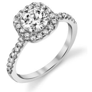14K White Gold 1 1/2 Carat Diamond Halo Engagement Ring