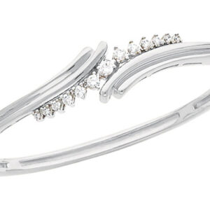 14K White Gold 1/2 Carat Diamond Swirl Bangle Bracelet