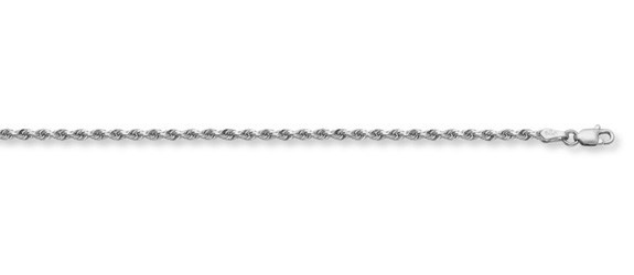 14K White Gold 2mm Diamond-Cut Rope Chain Necklace