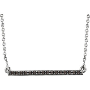 14K White Gold Black Diamond Bar Necklace