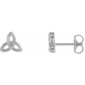 14K White Gold Celtic Trinity-Knot Stud Earrings