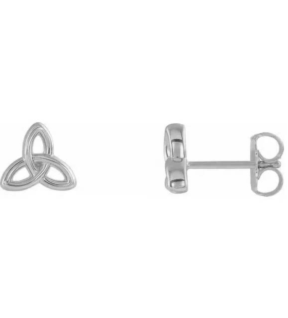 14K White Gold Celtic Trinity-Knot Stud Earrings