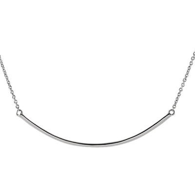 14K White Gold Curved Bar Necklace