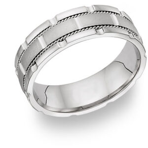 14K White Gold Design Wedding Band Ring