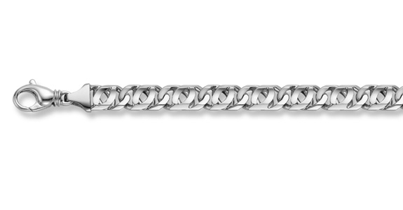 14K White Gold Double Curb Design Bracelet