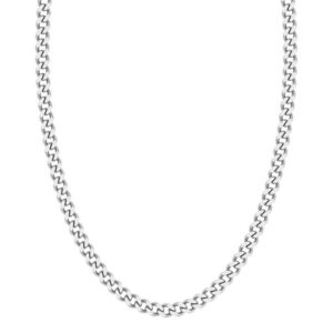 14K White Gold Handmade 5mm Curb Link Chain Necklace
