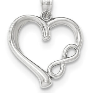 14K White Gold Heart Pendant with Infinity Symbol