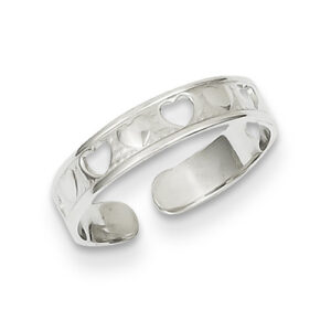 14K White Gold Hearts Toe Ring