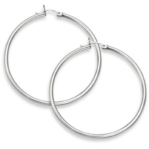 14K White Gold Hoop Earrings - 1 3/4" inch diameter (2mm thickness)