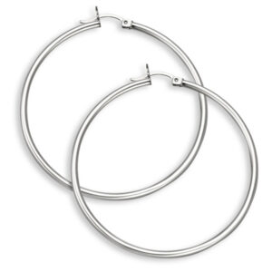 14K White Gold Hoop Earrings - 2 1/16" inch diameter (2mm thickness)