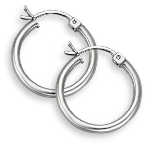 14K White Gold Hoop Earrings - 3/4" diameter (2mm thickness)