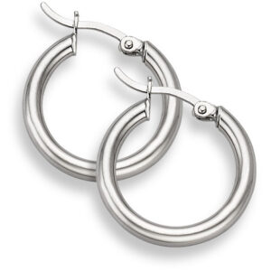 14K White Gold Hoop Earrings - 7/8" diameter (3mm thickness)