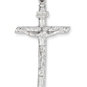 14K White Gold INRI Crucifix Pendant