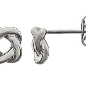 14K White Gold Love-Knot Design Earrings