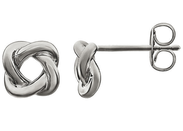 14K White Gold Love-Knot Design Earrings