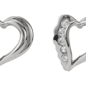 14K White Gold Organic Heart Diamond Earrings