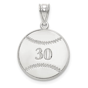 14K White Gold Personalized Baseball Necklace