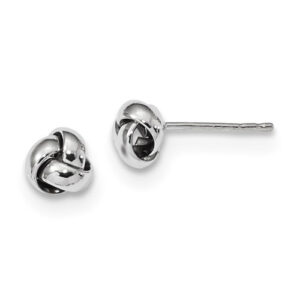 14K White Gold Polished Love Knot Earrings