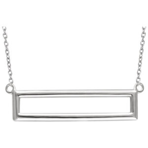 14K White Gold Rectangle Necklace