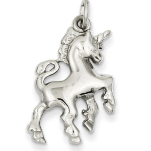 14K White Gold Unicorn Charm Pendant
