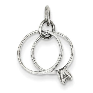 14K White Gold Wedding Rings Charm Pendant with CZ