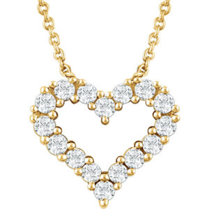 14K Yellow Gold 1/4 Diamond Heart Necklace