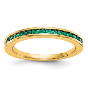 14K Yellow Gold Emerald Band for Women