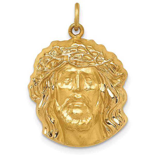 14K Yellow Gold Medium Jesus Head Pendant