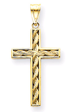 14K Yellow Gold Rope Cross Pendant