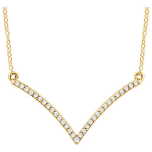 14K Yellow Gold "V" Shape Diamond Necklace