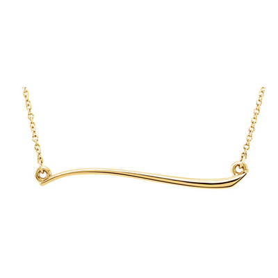 14K Yellow Gold Wave Bar Necklace