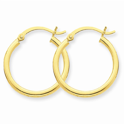 14k Gold Polished 2mm Round Hoop Earrings